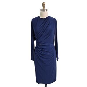 LRL Lauren Ralph Lauren Navy blue polyester/spandex dress Draped Sz 8